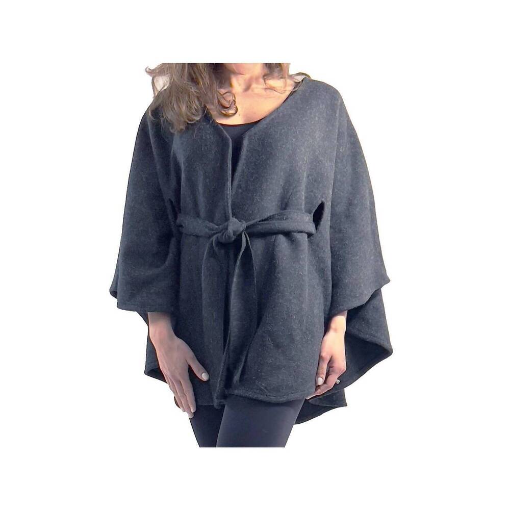 NEW MAGIC SCARF belted cape in charcoal
